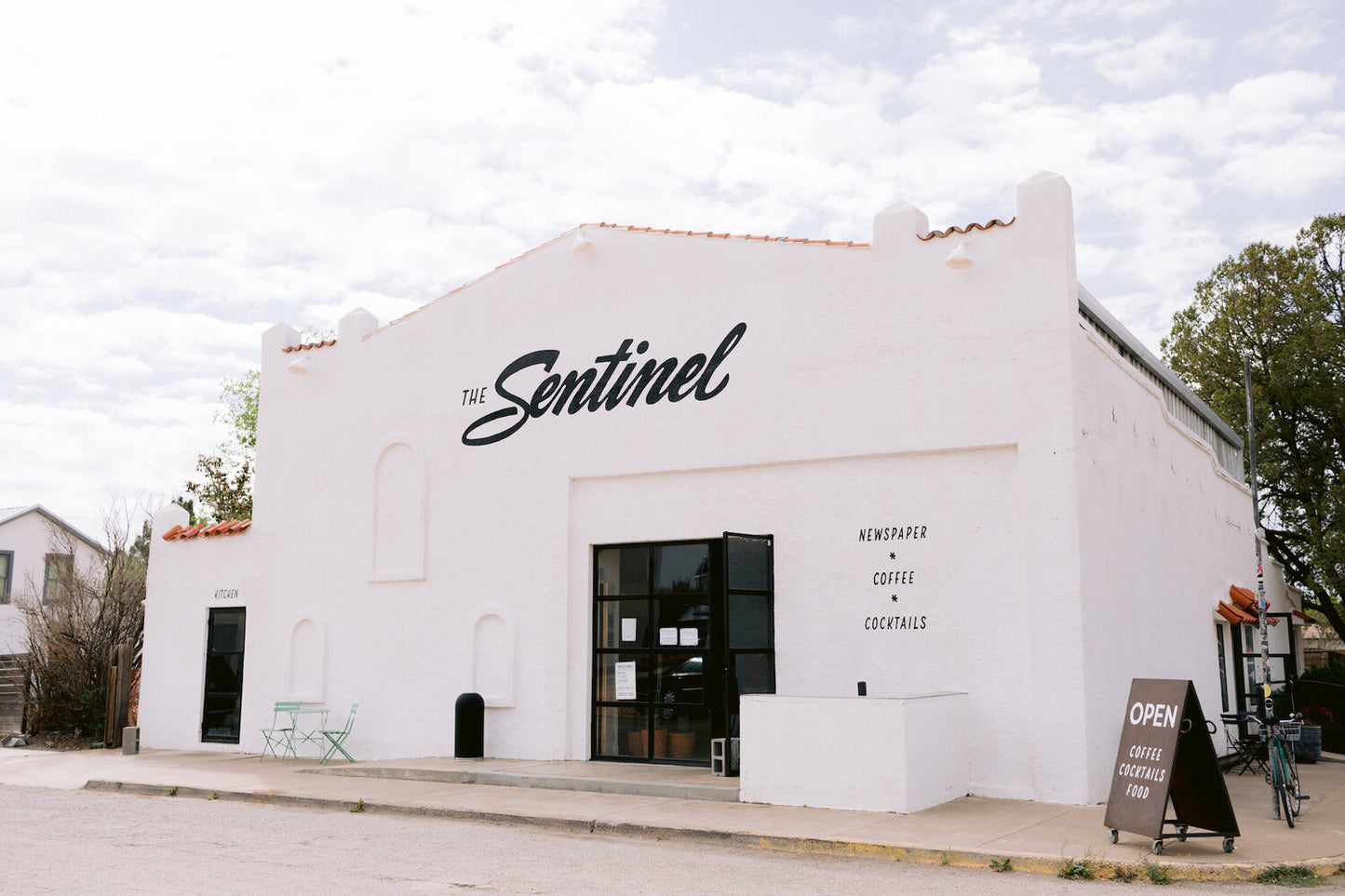 The Sentinel Marfa storefront - newspaper + coffee + cocktails, Marfa TX